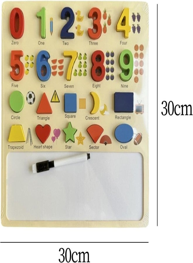 COYRASTH 1 to 9 Numbers & Shapes Wooden Puzzle Board for Kids & Toddlers - Educational Toy for Early Learning, Cognitive Development, and Fine Motor Skills - Includes White Surface Board with Pen - Image 2